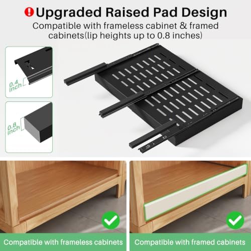 2 Pack Pull out Cabinet Organizer, Expandable(18"-30") Heavy Duty Slide out Drawer Fixed with Adhesive Nano Film for Pots, Roll out Shelf Storage for Kitchen Organization, Pantry, Bathroom(Black) - Image 3