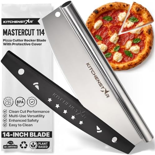 14-Inch Pizza Cutter Rocker Blade, 304 Stainless Steel Slicer Knife, Silver by Kitchenstar