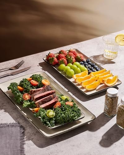 Famiware Serving Platters Set of 3 Sizes - Rectangular, Light Khaki - Image 4