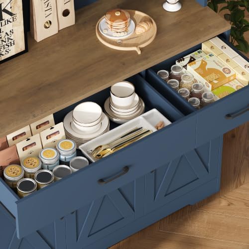 HOSTACK 71" H Kitchen Pantry Storage Cabinet, Farmhouse Hutch Cabinet, Blue - Image 6
