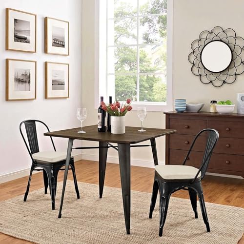 BUYUE Friendly Woven Fabric 14x14 Magnetic Cushions for Metal Chair Set of 4, Enhanced Anti-Slip Seat Pads for Dining Kitchen Café Stackable Chairs (U-Shape, Beige, 4 Counts) - Image 3