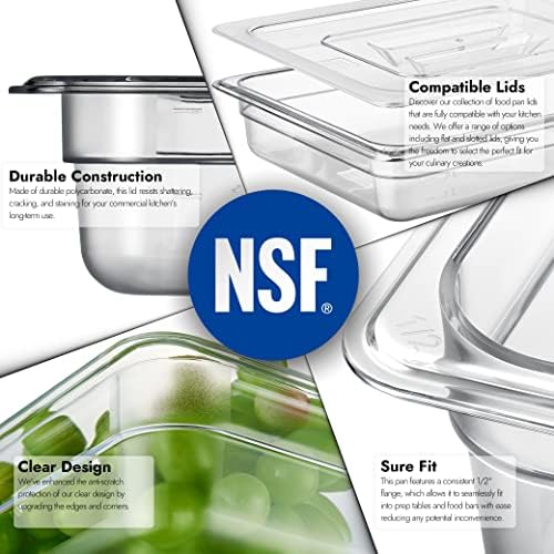 CURTA 6-Pack 1/2 Size 2.5" Deep NSF Polycarbonate Food Pans | Dishwasher & Freezer Safe Clear Container for Prep Tables, Buffet, Salad Bar, Commercial & Home Kitchen - Image 5