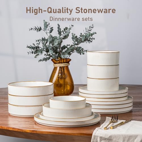 GBHOME Stoneware Dinnerware Sets for 6, 18-Piece Plates and Bowls Set - Image 6