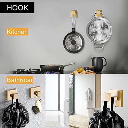 Brushed Gold Towel Bar Set Bathroom Hardware Set, 5 Pieces Gold Bathroom Accessories Set Stainless Steel Wall Mounted Towel Holder for Bathroom 23.6in - Image 5