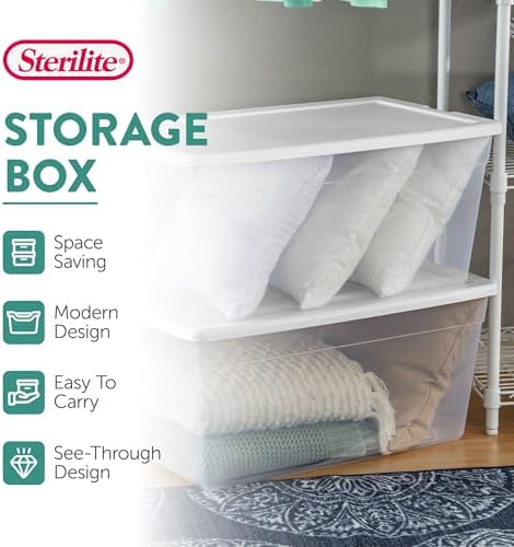 Sterilite Storage Box, Stackable Clear Plastic Bins, 90 Quart, 8-Pack - Image 2