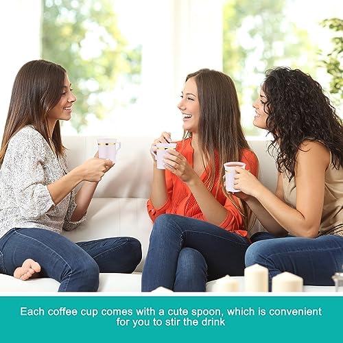 Bokon 200pcs 8oz White Plastic Tea Cups with Handle & Spoon - Image 5