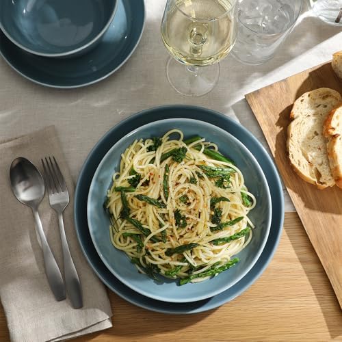 Gibson Home Summer Shades 16 Piece Plates and Bowls Dishes Service for 4 Porcelain Dinnerware Set - Blue - Image 6