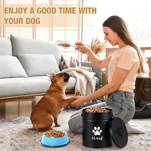 DoubleFill Extra Large 23+10 lb Metal Dog Food Storage Containers, Black - Image 4