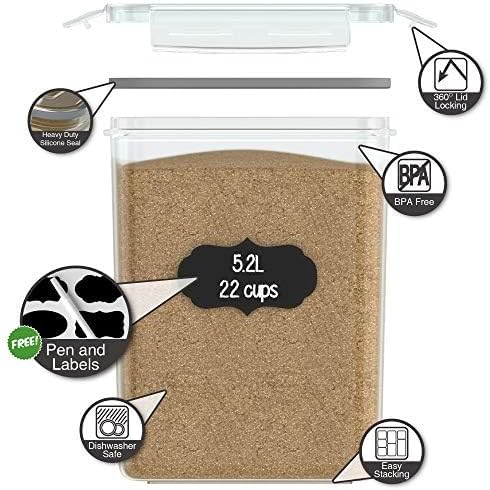 Simply Gourmet Airtight Flour and Sugar Containers with Lids – 3 Piece Kitchen Pantry Organization Set, BPA-Free Clear Plastic, Stackable Canisters for Baking Ingredients, Rice, Snacks, Cereal - Image 6