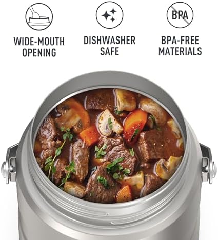 THERMOS Stainless King Vacuum-Insulated Food Jar Matte Steel | With Storage Containers | Built-in Handle | 47 Ounce | Pack of 4 - Image 3