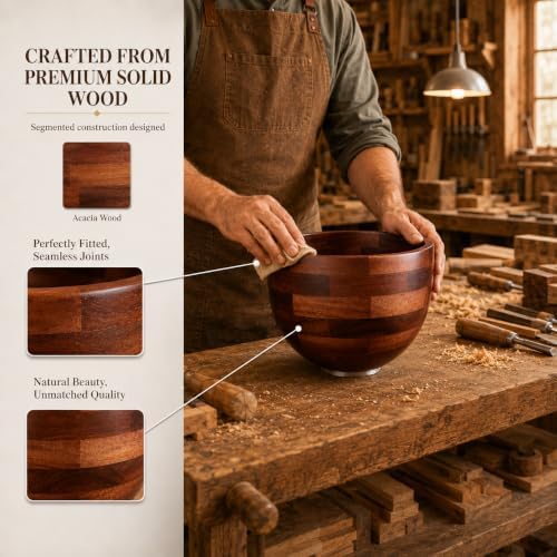 Premium Wood Mixing Bowl, Compatible with 4.5 & 5 QT KitchenAid Tilt-Head Stand Mixer. Kitchenaid Mixer Bowl with Stainless Steel Locking Base. Gift Idea - Image 4