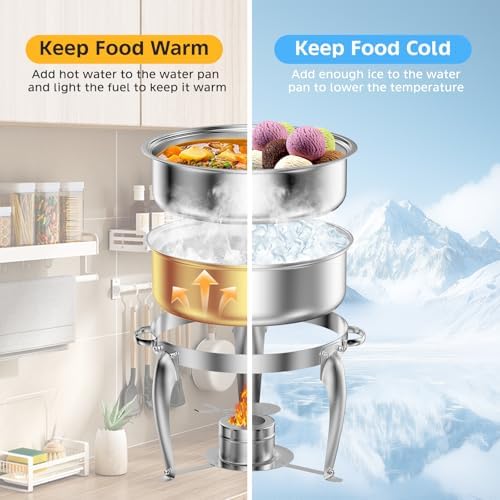 6 QT Chafing Dish Buffet Set with Serving Spoons, 2 Packs Stainless Steel Round Chafing Dishes with Glass Lid & Lid Holder, Food Warmers for Parties Buffet Weddings Catering Events - Image 6