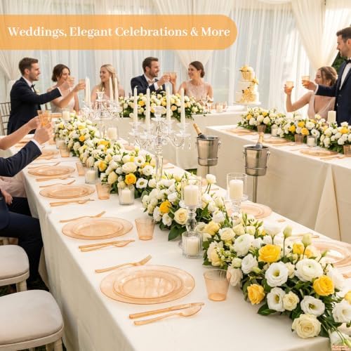 DaYammi 210PCS Orange Glitter Plastic Dinnerware Set for 30 Guests - Image 5