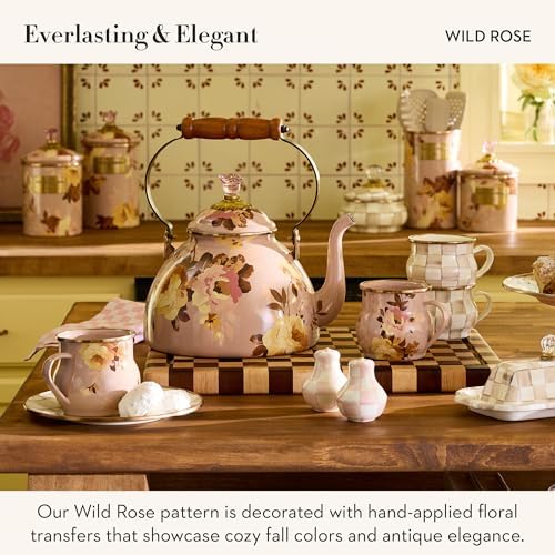 MACKENZIE-CHILDS Enamel Mug, 16 Ounces, Wild Rose Mauve - Image 3