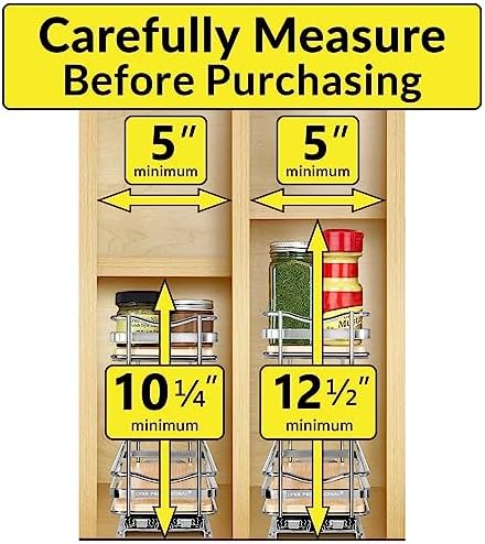 LYNK PROFESSIONAL® Élite™ Pull Out Spice Organization for Cabinets - 4-3/8 inch Wide – Spice Rack for Inside Cabinets – Wood/Chrome - Sliding Spice Rack Organizer for cabinet – Spice Rack - 2 Tier - Image 4