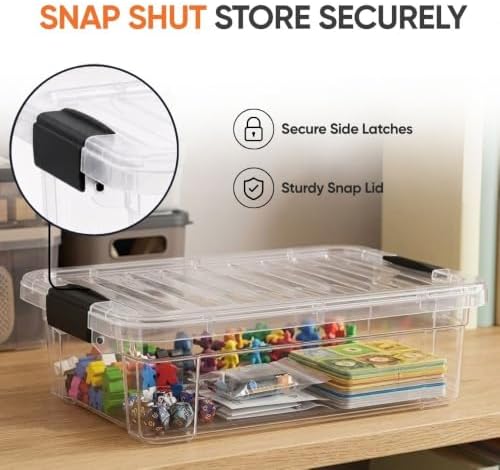 Superio 13.7 Quart Clear Plastic Storage Bin with Lid, Stackable Organizer Box, BPA-Free Storage Container for Home, Garage, School & Office, 8 Pack - Image 6