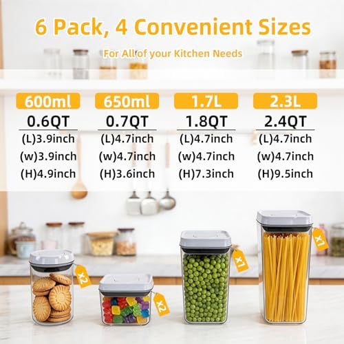Pop Push Button Airtight Food Storage Containers 6 Set - Image 3