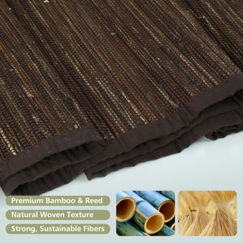 Cordless Bamboo Roman Shades for Indoor Windows, Blackout Woven Wood Blinds - Image 2