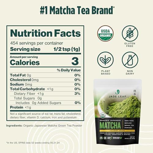 Jade Leaf Matcha Powder, Organic Culinary Grade, 454g / 16oz - Image 2