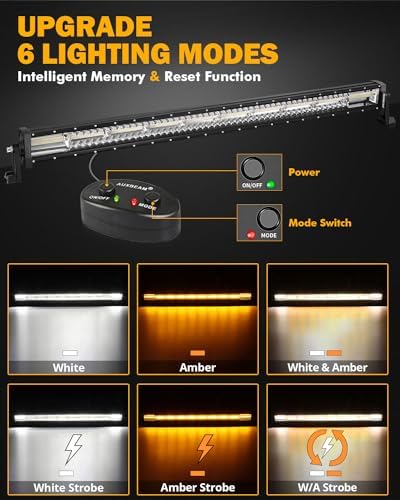 Auxbeam 42In LED Light Bar, 240W 6 Modes Straight Amber White Strobe Lights - Image 2