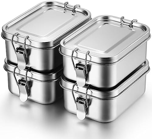 Umigy 4 Pcs Stainless Steel Food Containers, 550ml, No Divider by Umigy