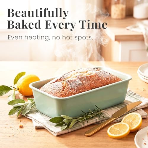 Larder & Vine 8-Piece Stackable Bakeware Set, Ceramic-Coated Nonstick Baking Pan Set, Non-Toxic, with Baking Sheets, Muffin Pan, Loaf Pan & Cake Pans, Sage - Image 2