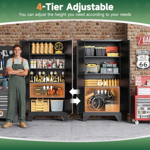 Letaya Metal Garage Storage Cabinets,71" H Black Tall Kitchen Pantry - Image 5