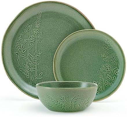 Pfaltzgraff Carrie 12 Piece Dinnerware Set, Service for 4, Green - Image 3