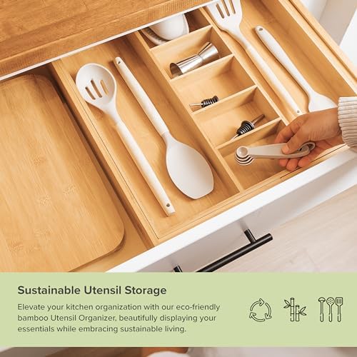 KitchenEdge Utensil & Junk Drawer Organizer, 19-33 in, Bamboo - Image 4