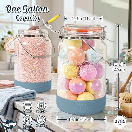 2 pcs 1 Gallon Glass Jar with Airtight Lid & Stainless Steel Handle - Image 6