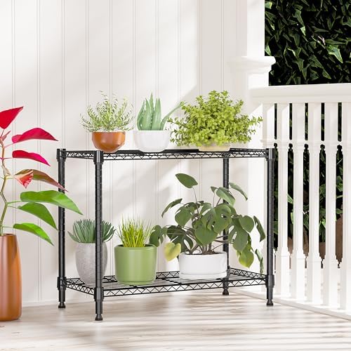 IZEUK 2 Tier Adjustable Metal Storage Shelving Unit, Heavy Duty Wire Rack Organizer for Kitchen, Living Room or Office, 220 lbs Capacity, 27.6 W x 11.8 D x 23.4 H, Black - Image 5