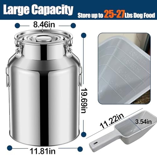25 Lbs Stainless Steel Dog Food Storage Container with Scoop - Image 2