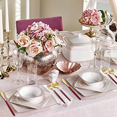 VANVRO Matte Red Gold Silverware Set, 20-Piece Stainless Steel Flatware Set, Satin Finish tableware Cutlery Set, Service for 4, Home and Restaurant, Dishwasher Safe - Image 6