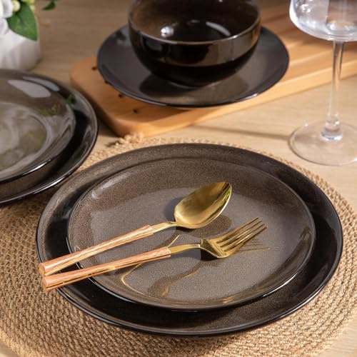 LeRatio Ceramic Dinnerware Sets for 6,18Pcs Porcelain Plates and Bowls Set - Image 2