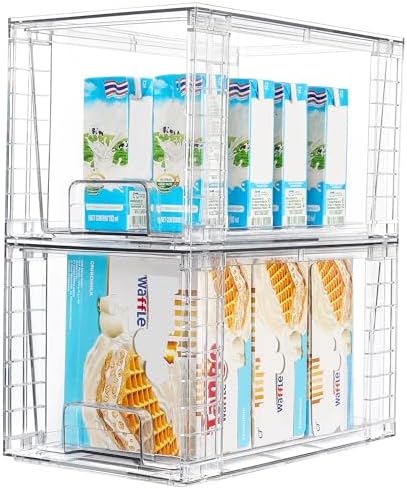 Vtopmart 4 Pack Stackable Clear Pantry Storage Drawers, Large by Vtopmart