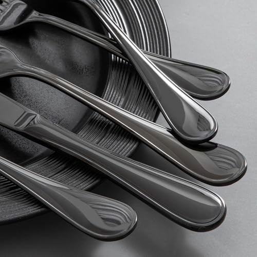 18/10 Stainless Steel Silverware Set for 12, 60 Piece Black Flatware Set - Image 4