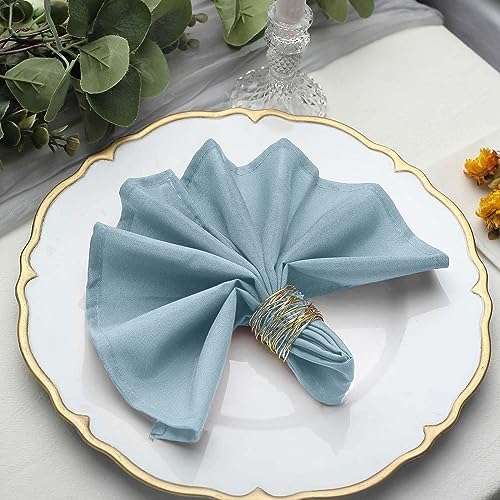 100 pcs 17-Inch Dusty Blue Polyester Table Napkins Reusable Washable Wedding Party Dinner Linens Tableware Supplies by BalsaCircle