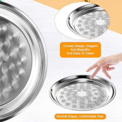 20 Pack Stainless Steel Round Silver Serving Tray Bulk, 14 Inch - Image 4