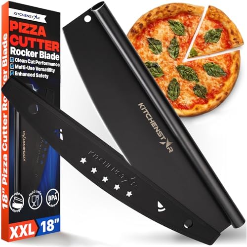 18-Inch Pizza Cutter Rocker Blade, 304 Stainless Steel Slicer Knife, Black by Kitchenstar