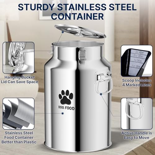 40Lbs Large Metal Dog Food Storage Container, Stainless Steel Dog Food Storage Container - Image 4