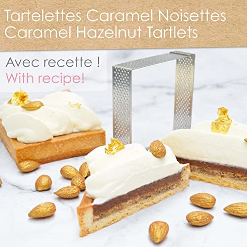 ScrapCooking - 4 Perforated Square Tart Circles - Individual Pie Frames 8 x 8 cm - Stainless Steel Baking Frame Moulds - Uniform Baking - Pastry Accessories for Cake Dessert - 1324 - Image 7