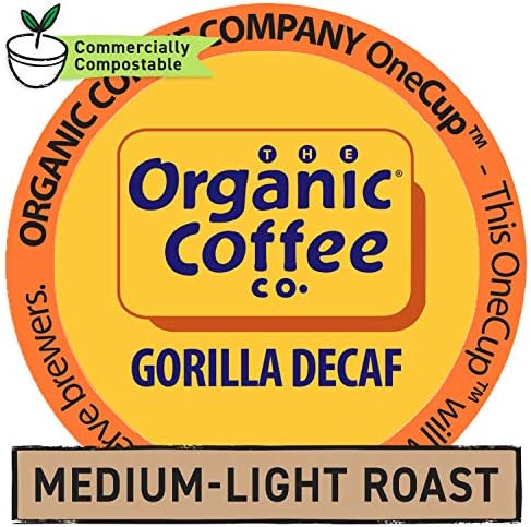 The Organic Coffee Co. Compostable Coffee Pods - Gorilla Decaf (12 Ct) K Cup Compatible including Keurig 2.0, Medium Roast, Swiss Water Processed, USDA Organic - Image 2