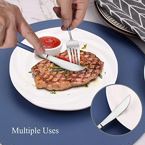 VANVRO Mirror Silver Blue Silverware Set, 20-Piece Stainless Steel Flatware Set, Satin Finish tableware Cutlery Set, Service for 4, Home and Restaurant, Dishwasher Safe - Image 5