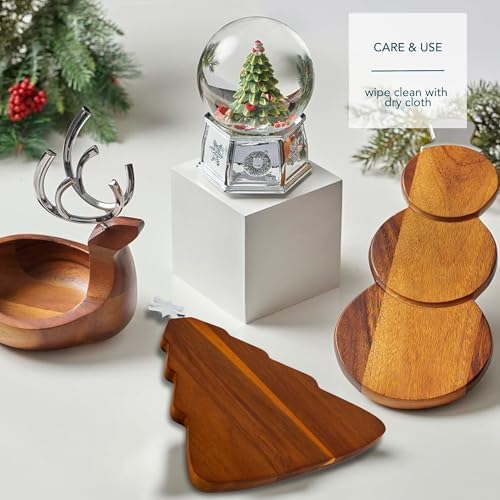 Nambé Christmas Tree Cheese Board - Whimsical Holiday Serveware with Silver Star Spreader, Acacia Wood Charcuterie or Antipasto Tray, Decorative Christmas Entertaining and Seasonal Table Accent - Image 4