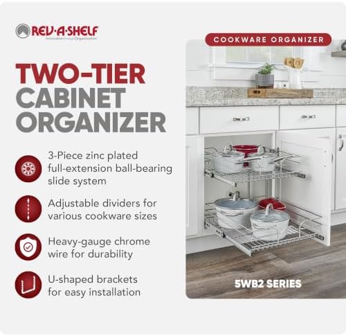 Rev-A-Shelf Pullout Organizer for Cabinets, Min Opening Width 18" - Image 5