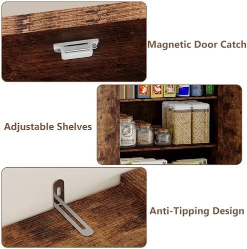 BORNOON Pantry Organizers and Storage Cabinet, 71” Barn Door Kitchen Cabinet with Drawers and Adjustable Shelf, Tall Pantry for Kitchen, Dining Room, Living Room, Bathroom and Office - Image 5