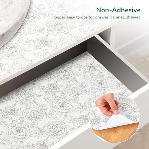 Floral Drawer and Shelf Liner for Kitchen Cabinet Non-Slip 11.8In x 20FT - Image 3