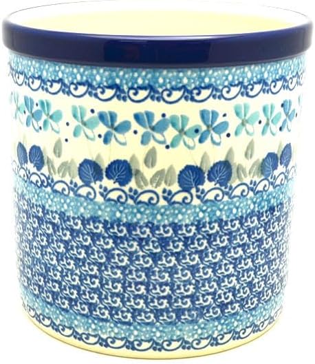 Polish Pottery Utensil Holder - Blue Orchids by Polish+Pottery+Gallery