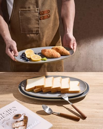 famiware Serving Platters Set of 3 Sizes - Oval, Dark Grey - Image 3