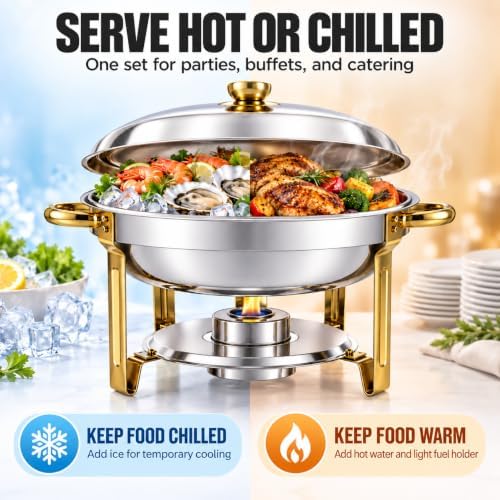 CAMMOO Gold 6QT Chafing Dishes, 4 Pack 18/8 Stainless Steel - Image 4